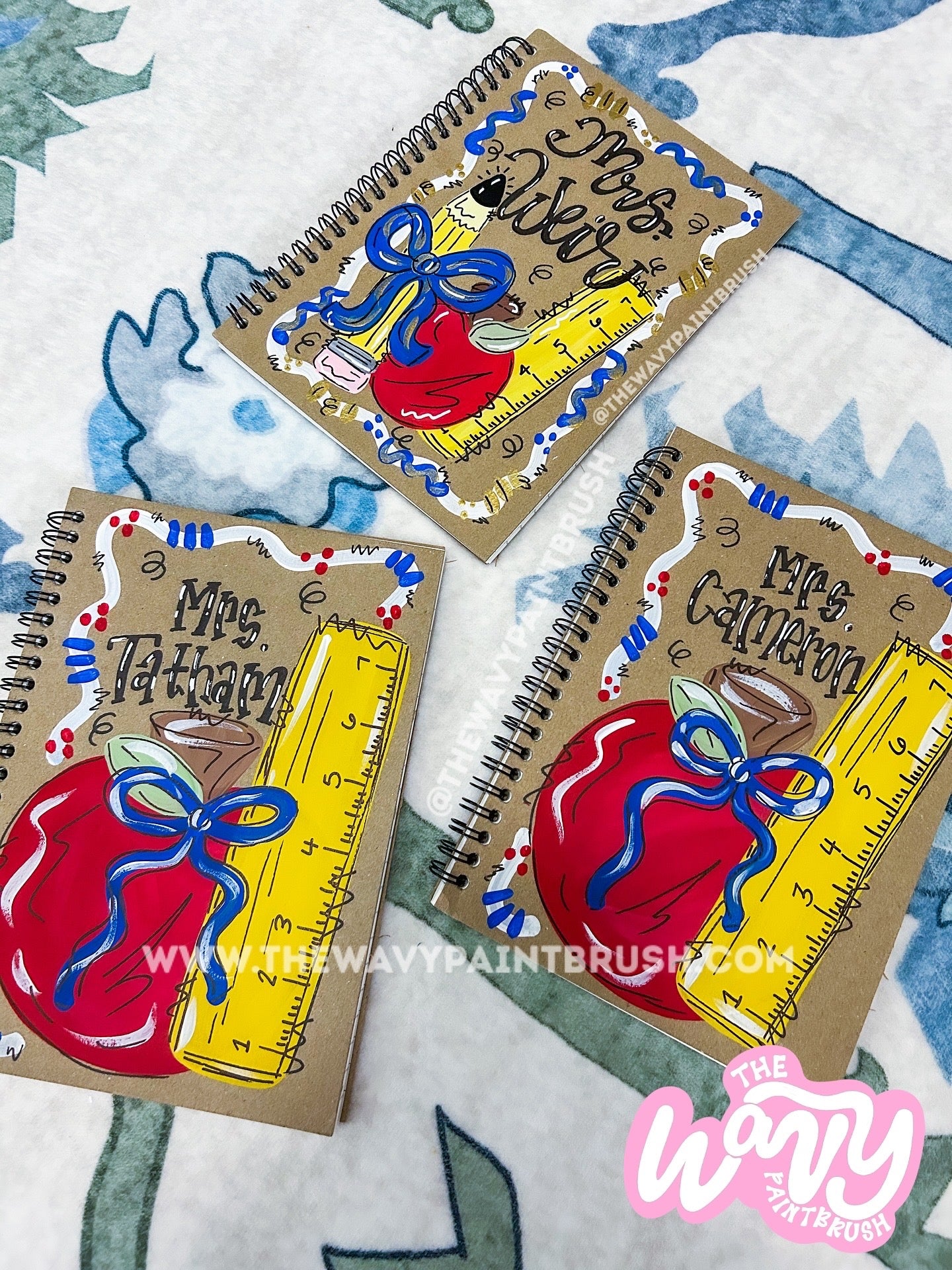 Custom Hand Painted Spiral Bound Notebooks - Back to School