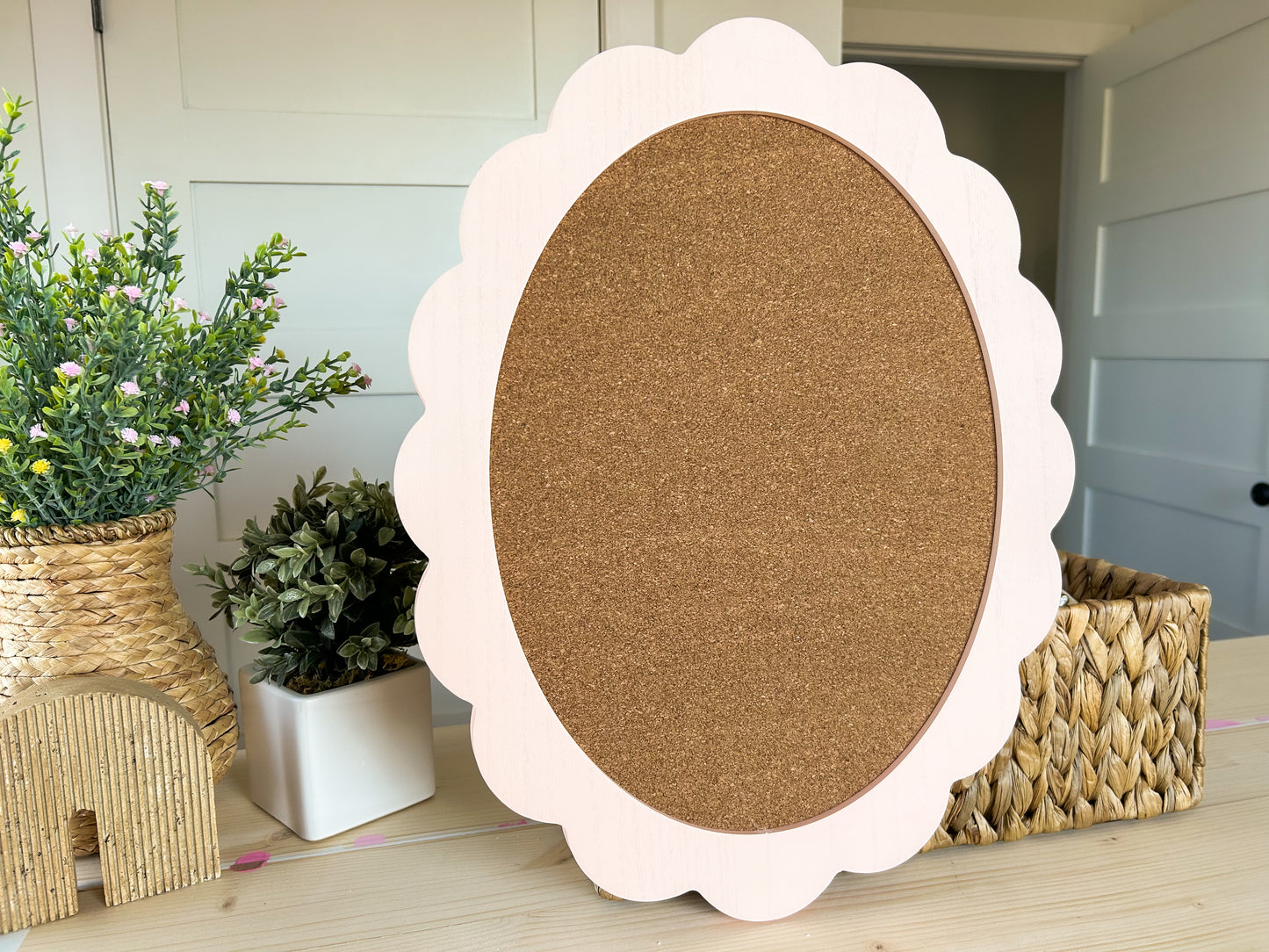 Custom - Light Pink Oval Cork Board