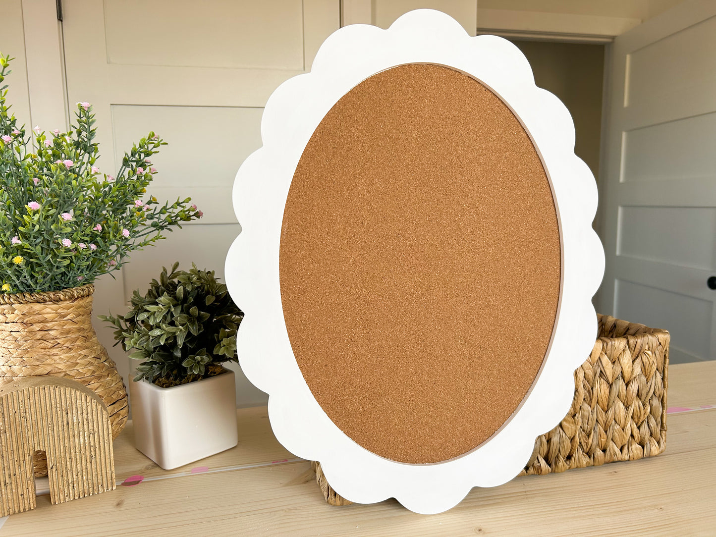 Custom - White Oval Cork Board