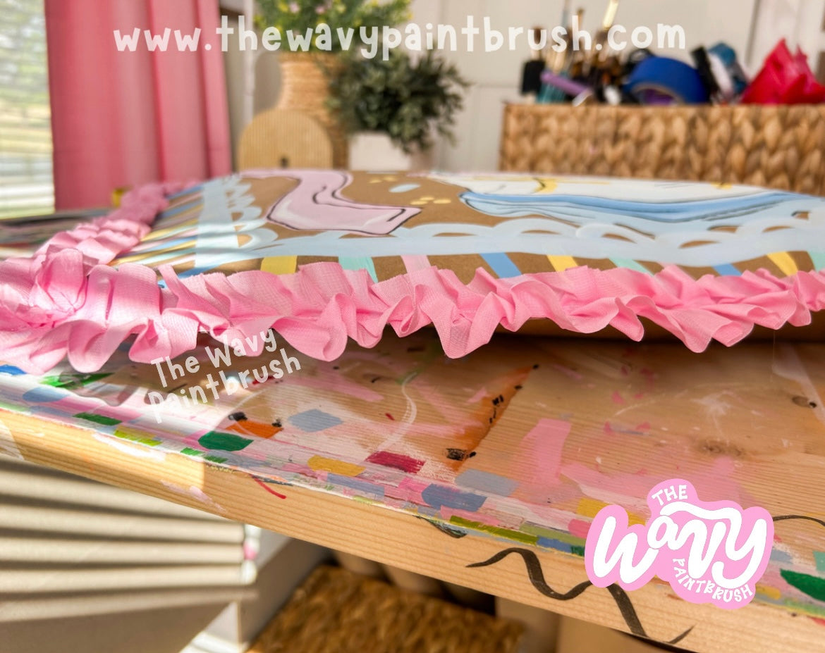READY TO SHIP • PopOut 3D Sign w/ Ribbon Hanger + Ruffled Edge - Birthday