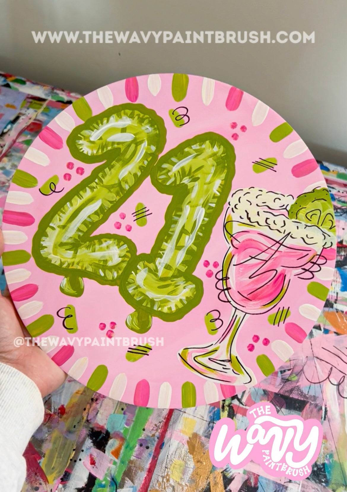 Customizable Wooden Sign – Hand-painted Circle for Any Party or Theme