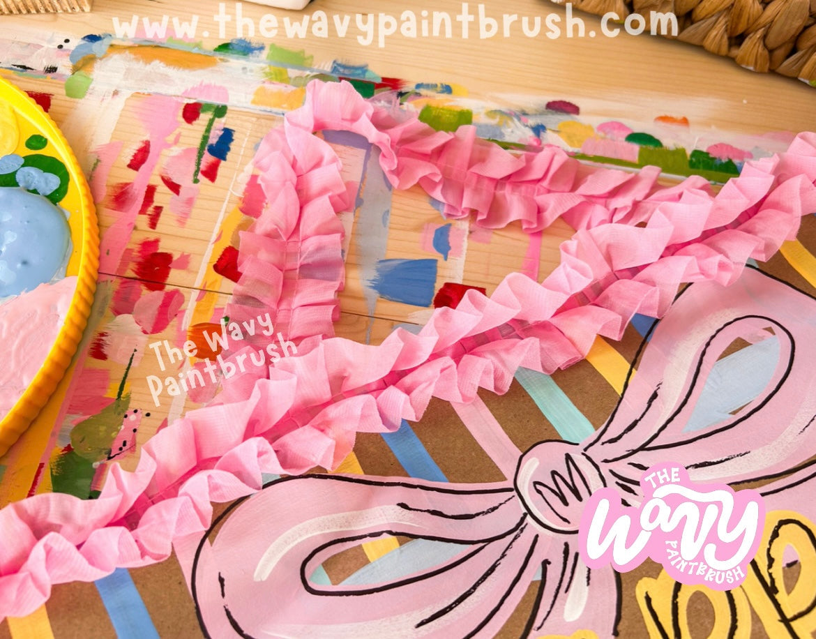 READY TO SHIP • PopOut 3D Sign w/ Ribbon Hanger + Ruffled Edge - Birthday