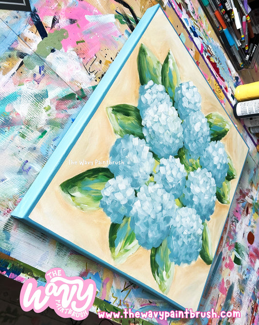 Abstract Hydrangeas on a Gallery Wrapped 20”x20” Canvas