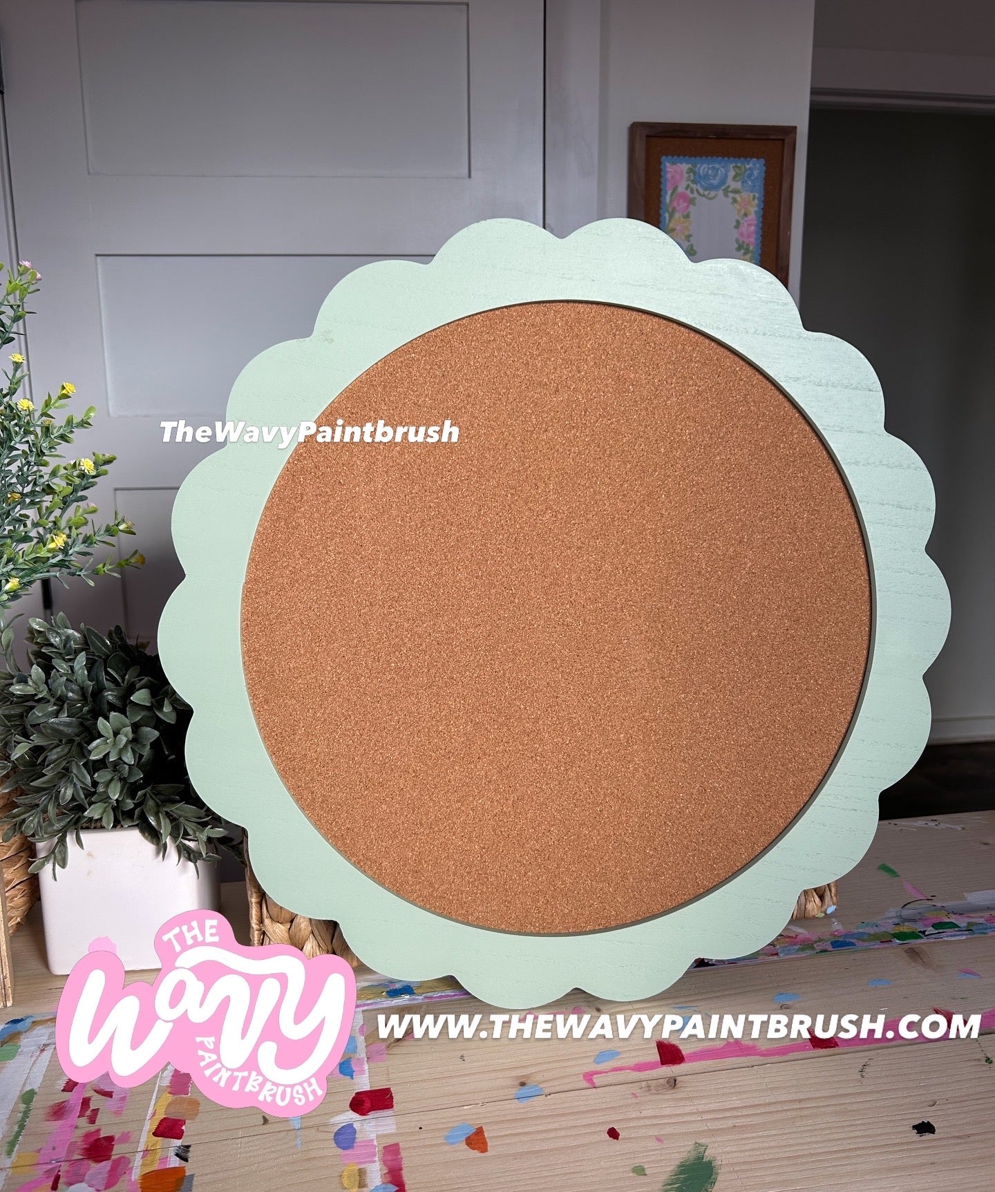 Custom Cork Interior - Light Green Circle Cork Board