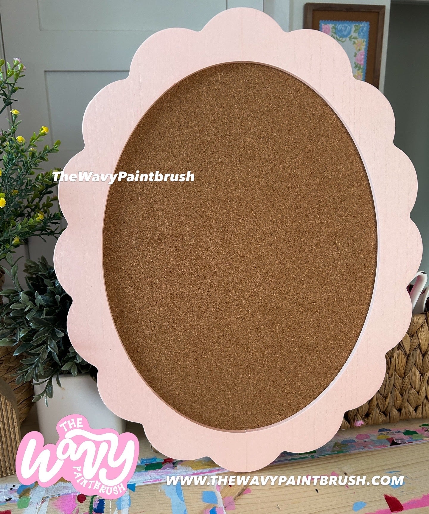 Custom Cork Interior - Light Pink Oval Cork Board