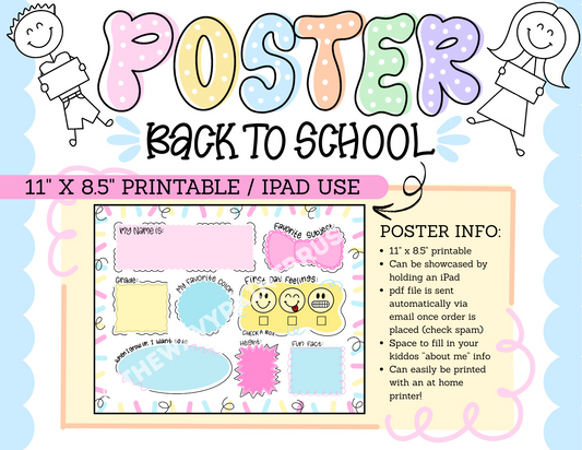 Printable/Digital - Back to School Poster #2 - 11”x8.5” size