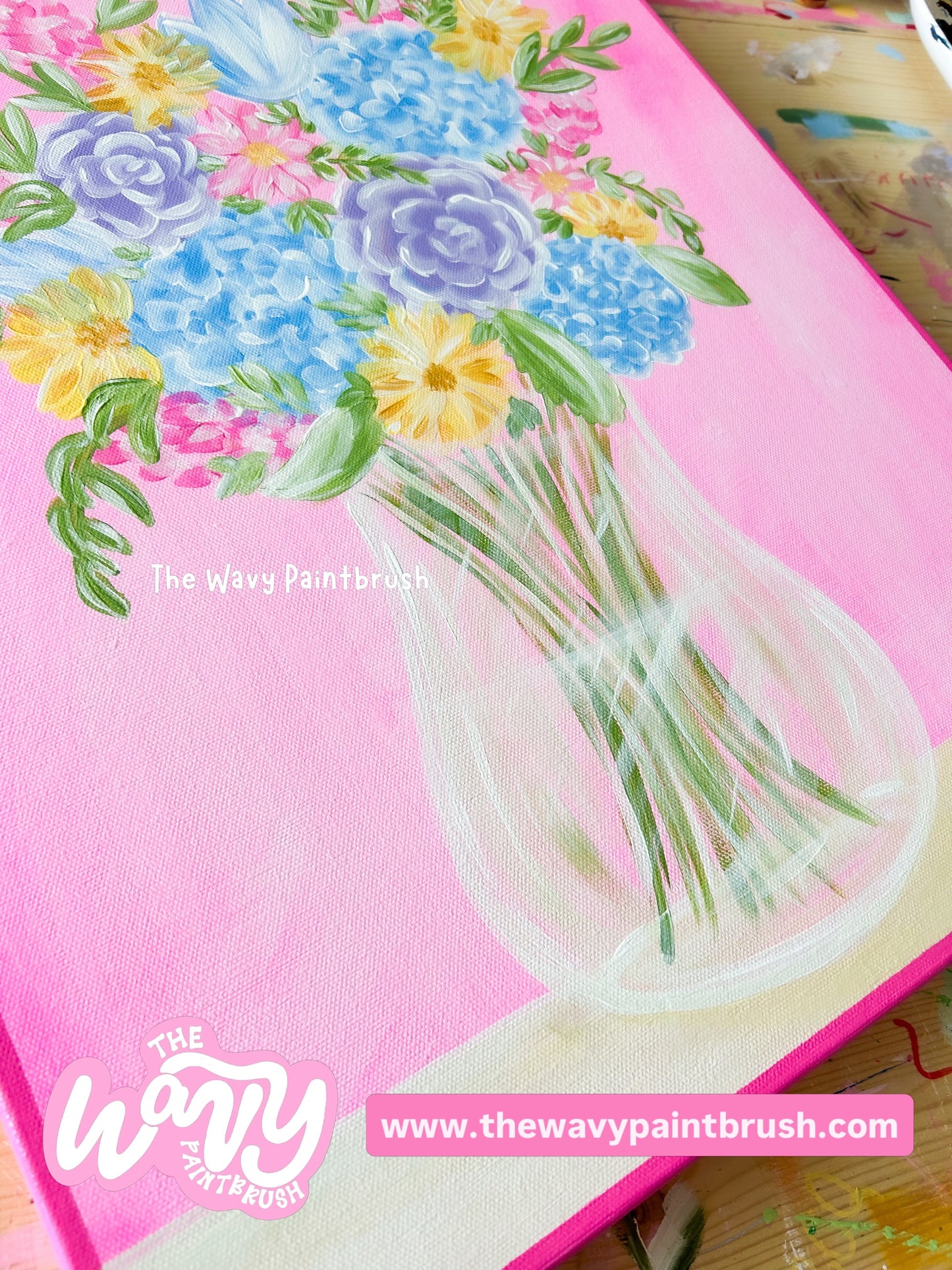 Ready to Ship - Pink Floral on a Gallery Wrapped 16”x20” Canvas